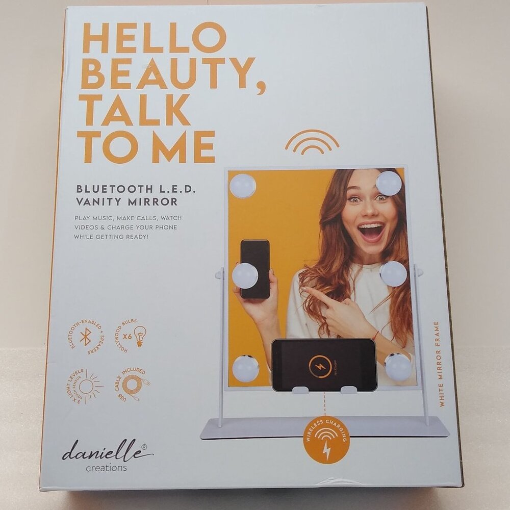 Danielle Creations Bluetooth L.E.D. Vanity Mirror Wireless Charging Hands Free